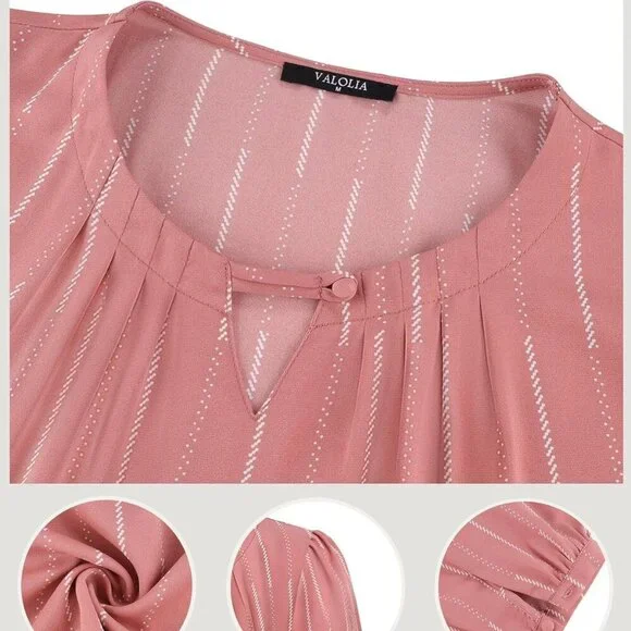 Women's Pink Stripe X-large Polyester V-neck - Picture 6 of 6